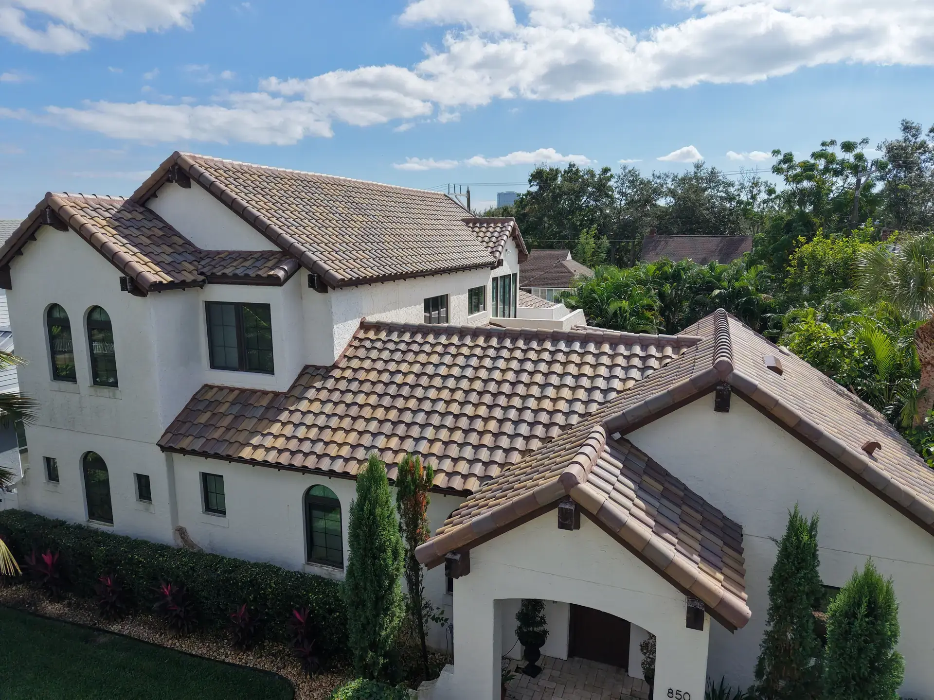RoofX-installed roof on a Tampa Bay home, golden hour